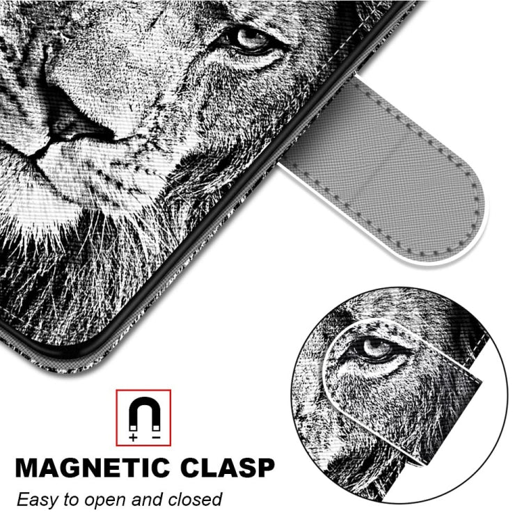 For Huawei P30 Lite Coloured Drawing Cross Texture Horizontal Flip PU Leather Case with Holder & Card Slots & Wallet & Lanyard(B11 Black White Lion Head) - Mobile Accessories by buy2fix | Online Shopping UK | buy2fix