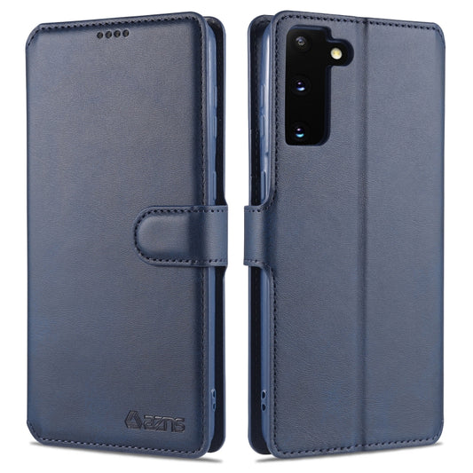 For Samsung Galaxy S21+ 5G AZNS Calf Texture Horizontal Flip Leather Case with Holder & Card Slots & Wallet & Photo Frame(Blue) - Galaxy S21+ 5G Cases by AZNS | Online Shopping UK | buy2fix