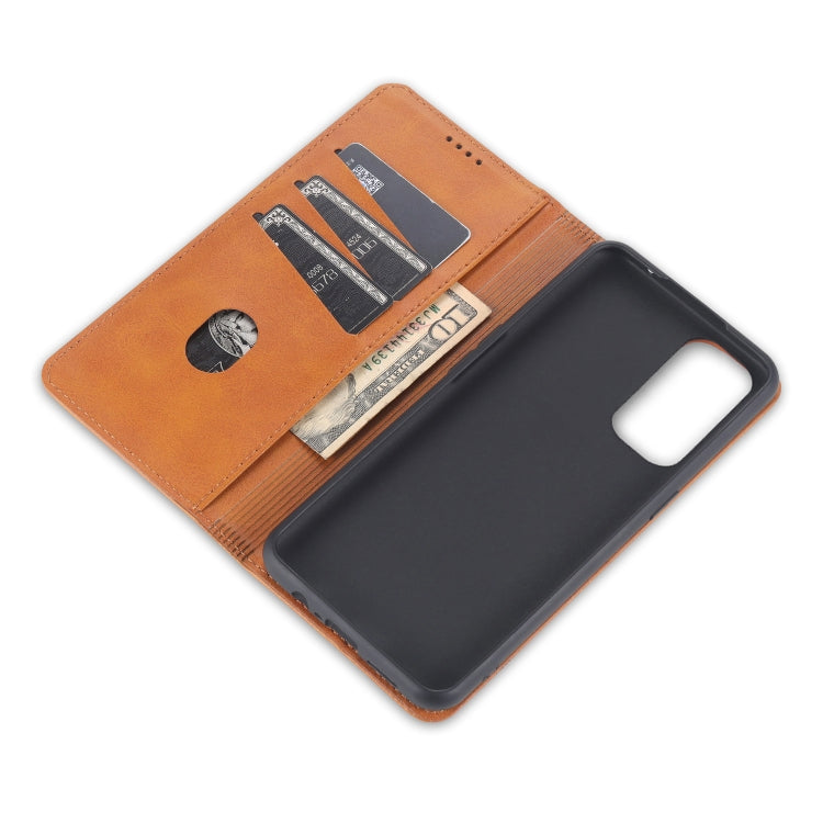 For Oppo Reno5 5G AZNS Magnetic Calf Texture Horizontal Flip Leather Case with Card Slots & Holder & Wallet(Light Brown) - OPPO Cases by AZNS | Online Shopping UK | buy2fix