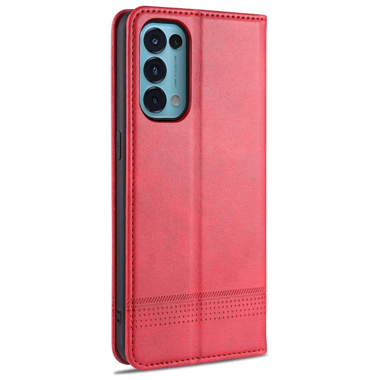 For Oppo Reno5 5G AZNS Magnetic Calf Texture Horizontal Flip Leather Case with Card Slots & Holder & Wallet(Red) - OPPO Cases by AZNS | Online Shopping UK | buy2fix