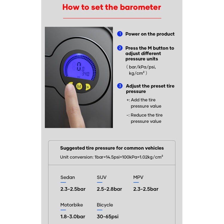 Rock Multi-function Portable LED Digital Display Car Air Pump - In Car by ROCK | Online Shopping UK | buy2fix