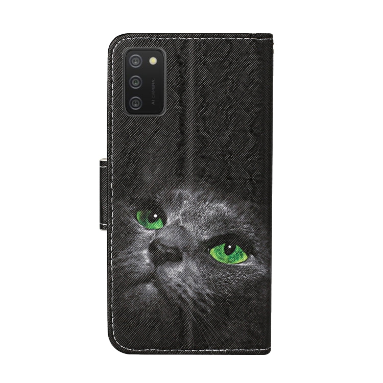 For Samsung Galaxy A02s(EU Edition) Colored Drawing Pattern Horizontal Flip Leather Case with Holder & Card Slots & Wallet & Lanyard(Black Cat) - Galaxy Phone Cases by ViLi | Online Shopping UK | buy2fix