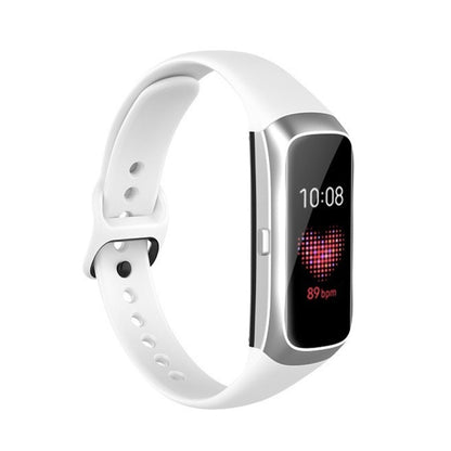 For Samsung Galaxy Fit SM-R370 Silicone Steel Shrapnel Black Buckle Watch Band(White) - Smart Wear by buy2fix | Online Shopping UK | buy2fix