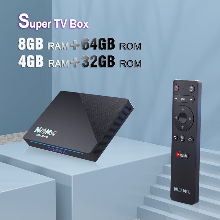 H96 Max 8K Smart TV BOX Android 11.0 Media Player wtih Remote Control, Quad Core RK3566, RAM: 4GB, ROM: 32GB, Dual Frequency 2.4GHz WiFi / 5G, Plug Type:UK Plug - Consumer Electronics by buy2fix | Online Shopping UK | buy2fix