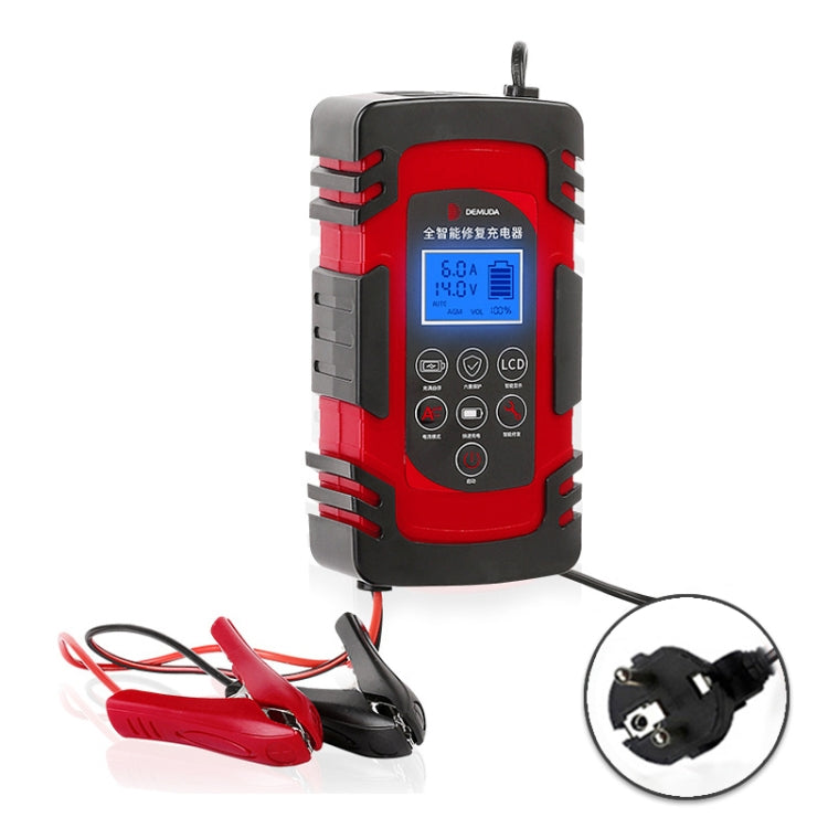 DEMUDA DC-80 Car Battery Charger 12V/24V Intelligent Pulse Repair Type Lead-acid Battery, Plug Type:EU Plug(Red) - In Car by buy2fix | Online Shopping UK | buy2fix