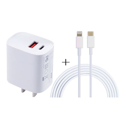 U087 20W USB-C / Type-C + USB Ports Charger with 100W Type-C to 8 Pin Fast Charging Cable 1m, US Plug - Apple Accessories by buy2fix | Online Shopping UK | buy2fix