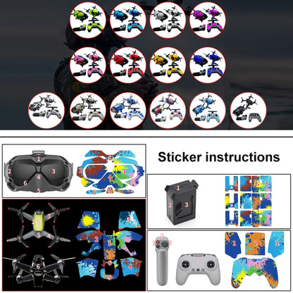 FPV-TZ-SF 4 in 1 Waterproof Anti-Scratch Decal Skin Wrap Stickers Personalized Film Kits for DJI FPV Drone & Goggles V2 & Remote Control & Rocker(Black Pattern) - DJI & GoPro Accessories by buy2fix | Online Shopping UK | buy2fix