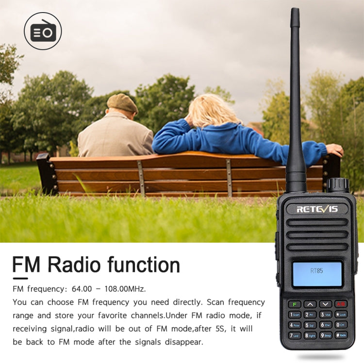 RETEVIS RT85 US Frequency 136.000-174.000MHz+400.000-470.000MHz 200CHS Dual Band Digital Two Way Radio Handheld Walkie Talkie(Black) - Handheld Walkie Talkie by RETEVIS | Online Shopping UK | buy2fix