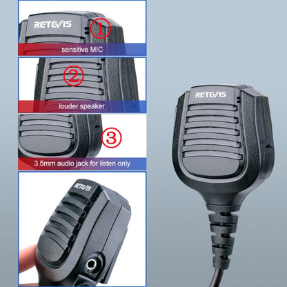 RETEVIS HM004 IPX5 Waterproof 2 Pin Motorcycle Speaker Microphone for Motorola GP68/GP88/GP300/ GP2000/CT150 - Microphones & Headsets by RETEVIS | Online Shopping UK | buy2fix