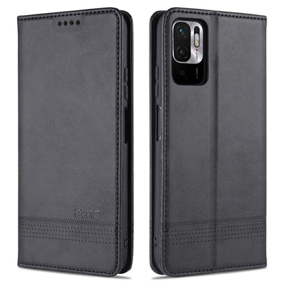 For Xiaomi Redmi Note 10 5G AZNS Magnetic Calf Texture Horizontal Flip Leather Case with Card Slots & Holder & Wallet(Black) - Xiaomi Cases by AZNS | Online Shopping UK | buy2fix