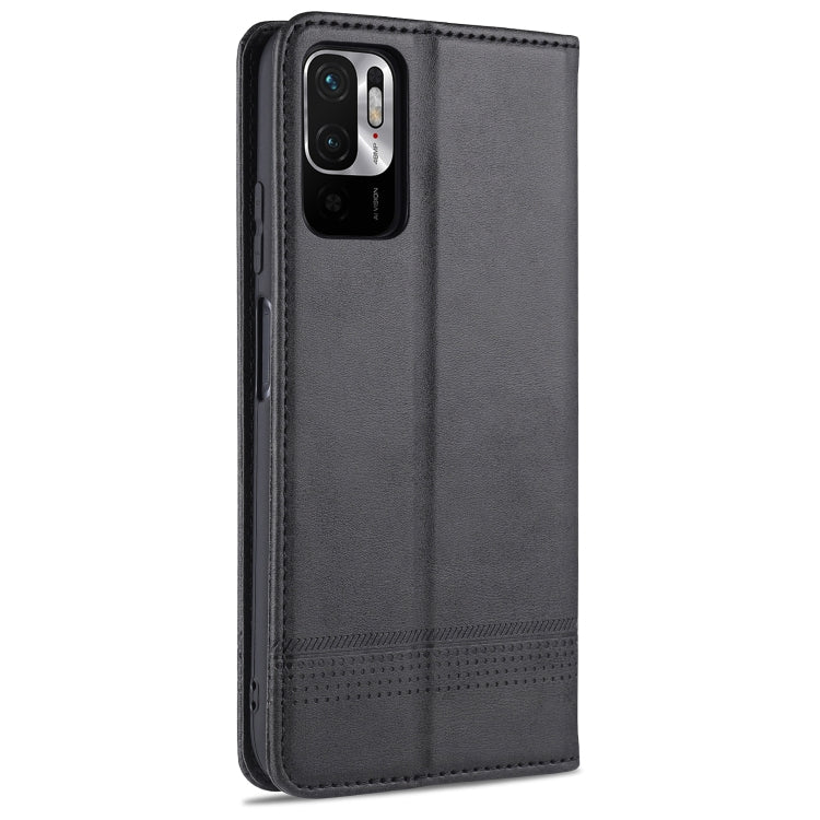 For Xiaomi Redmi Note 10 5G AZNS Magnetic Calf Texture Horizontal Flip Leather Case with Card Slots & Holder & Wallet(Black) - Xiaomi Cases by AZNS | Online Shopping UK | buy2fix