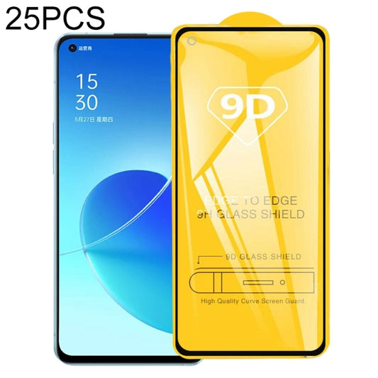 For OPPO Reno6 5G / Reno7 5G / Reno7 SE 5G 25 PCS 9D Full Glue Full Screen Tempered Glass Film - OPPO Tempered Glass by buy2fix | Online Shopping UK | buy2fix