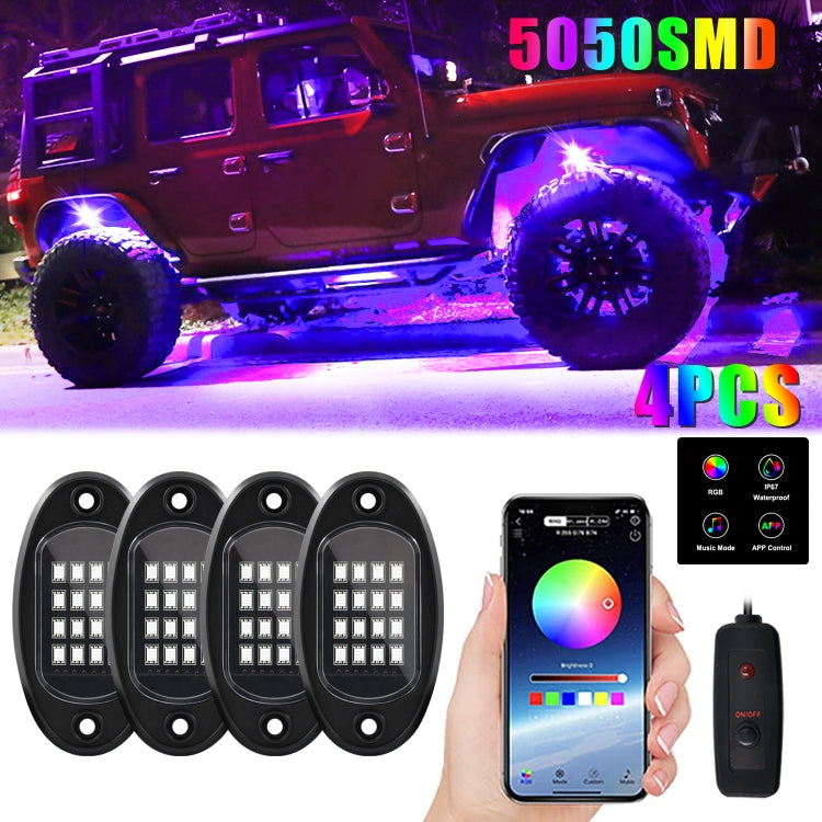 4 in 1 DC12V Car Mobile Phone Bluetooth APP Control  RGB Symphony Chassis Light with 16LEDs SMD-5050 Lamp Beads - In Car by buy2fix | Online Shopping UK | buy2fix