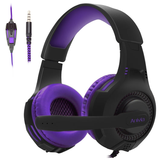 Anivia AH68 3.5mm Wired Gaming Headset with Microphone(Black Purple) - Multimedia Headset by SADES | Online Shopping UK | buy2fix