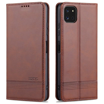 For Samsung Galaxy A22 5G AZNS Magnetic Calf Texture Horizontal Flip Leather Case with Card Slots & Holder & Wallet(Dark Brown) - Galaxy Phone Cases by AZNS | Online Shopping UK | buy2fix