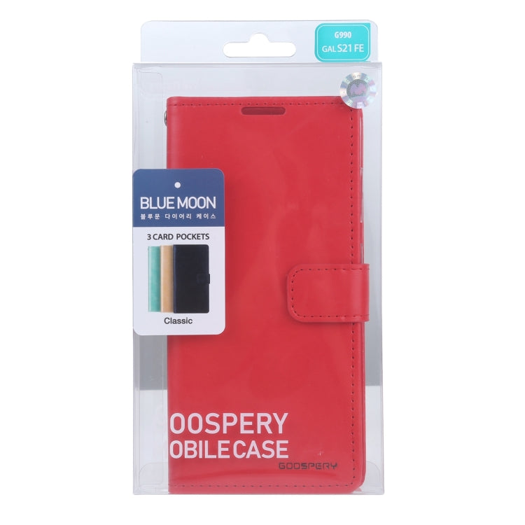 For Samsung Galaxy S21 FE GOOSPERY BLUE MOON Crazy Horse Texture Horizontal Flip Leather Case with Holder & Card Slot & Wallet(Red) - Galaxy Phone Cases by GOOSPERY | Online Shopping UK | buy2fix