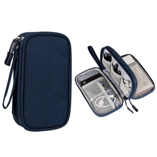 SM05 Double-layer Digital Accessory Storage Bag with Lanyard(Navy Blue) - Digital Storage Bag by buy2fix | Online Shopping UK | buy2fix