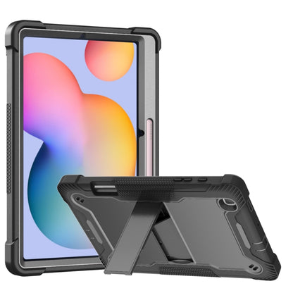 For Samsung Galaxy Tab S6 Lite Silicone + PC Shockproof Protective Case with Holder(Black) - Tab S6 Lite P610 / P615 by buy2fix | Online Shopping UK | buy2fix