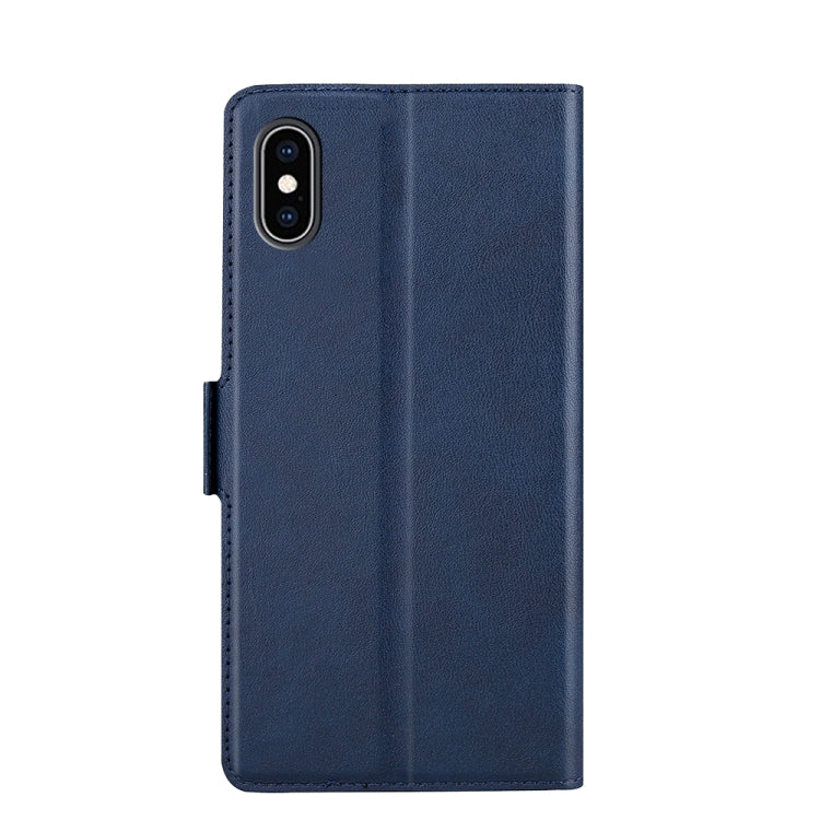 For iPhone XS Max Ultra-thin Voltage Side Buckle PU + TPU Horizontal Flip Leather Case with Holder & Card Slot(Blue) - More iPhone Cases by buy2fix | Online Shopping UK | buy2fix