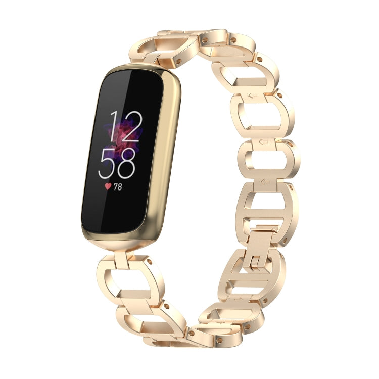 For Fitbit Luxe Special Edition Three-beads Stainless Steel Flat Buckle Watch Band(Gold) - Watch Bands by buy2fix | Online Shopping UK | buy2fix