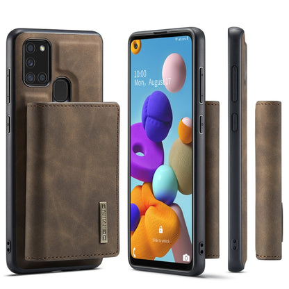 For Samsung Galaxy A21s DG.MING M1 Series 3-Fold Multi Card Wallet  Back Cover Shockproof Case with Holder Function(Coffee) - Galaxy Phone Cases by DG.MING | Online Shopping UK | buy2fix