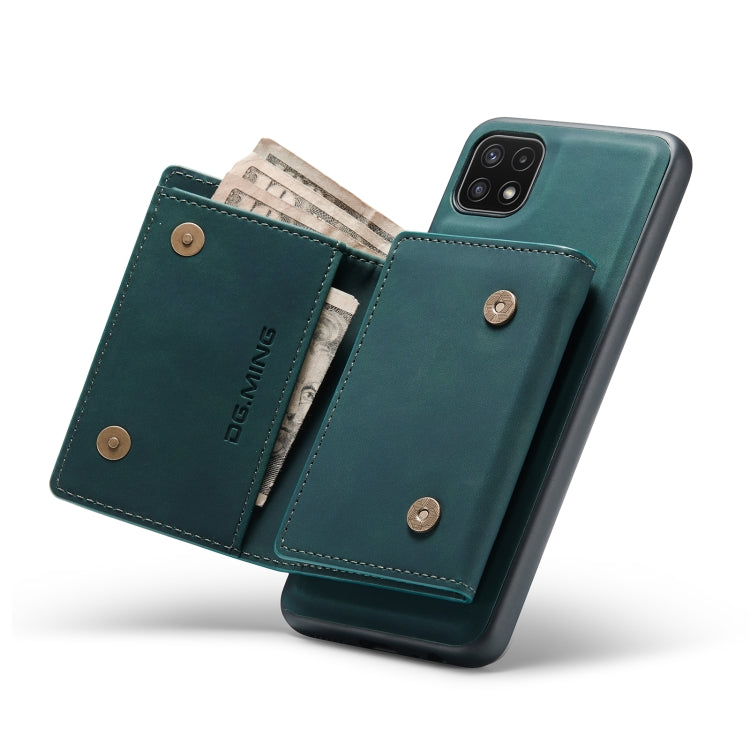 For Samsung Galaxy A22 5G DG.MING M1 Series 3-Fold Multi Card Wallet  Back Cover Shockproof Case with Holder Function(Green) - Galaxy Phone Cases by DG.MING | Online Shopping UK | buy2fix