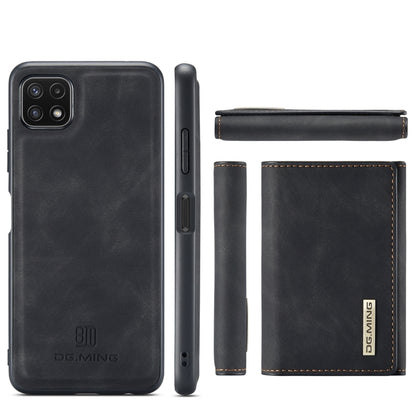 For Samsung Galaxy A22 5G DG.MING M1 Series 3-Fold Multi Card Wallet  Back Cover Shockproof Case with Holder Function(Black) - Galaxy Phone Cases by DG.MING | Online Shopping UK | buy2fix