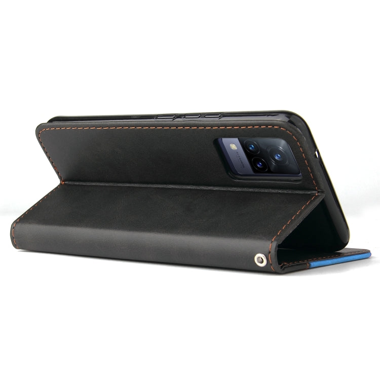 For vivo V21 4G / 5G Business Stitching-Color Horizontal Flip PU Leather Case with Holder & Card Slots & Photo Frame(Blue) - vivo Cases by buy2fix | Online Shopping UK | buy2fix