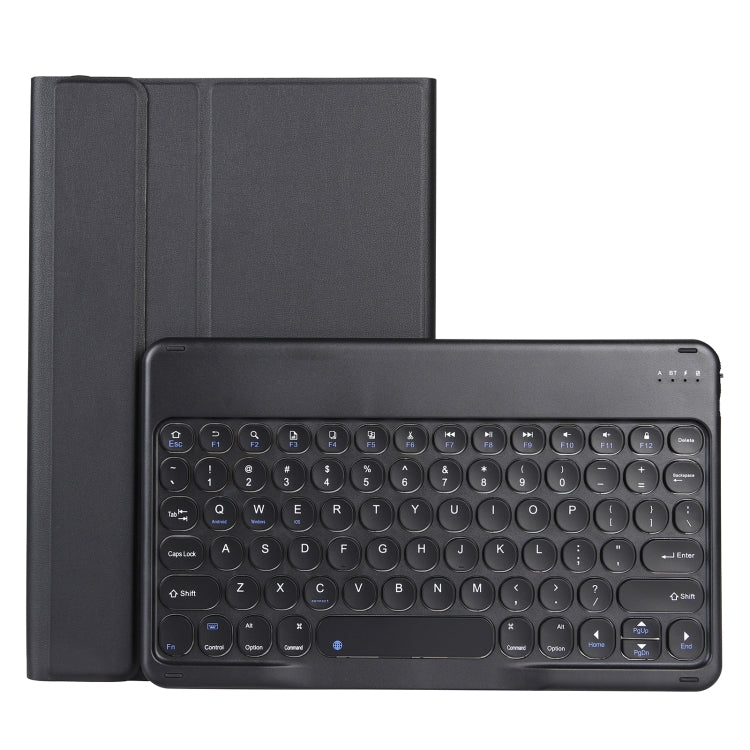 For Lenovo Pad Plus 11 inch TB-J607F / Tab P11 11 inch TB-J606F / Pad 11 inch YAM12 Lambskin Texture Detachable Round Keycap Bluetooth Keyboard Leather Tablet Case with Holder(Black) - Lenovo Keyboard by buy2fix | Online Shopping UK | buy2fix