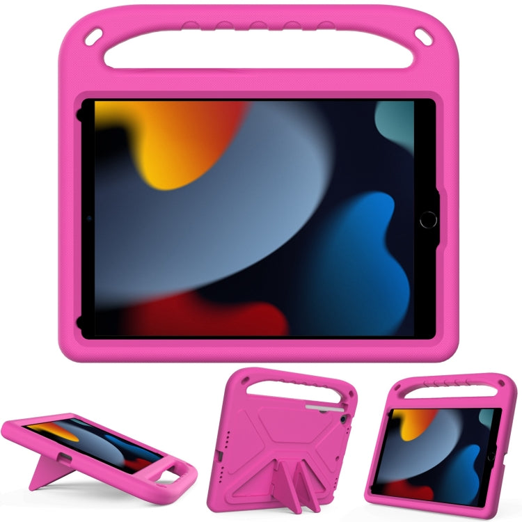 For iPad 10.2 2021 / 2020 / 2019 Handle Portable EVA Shockproof Protective Case with Triangle Holder(Rose Red) - iPad 10.2 Cases by buy2fix | Online Shopping UK | buy2fix