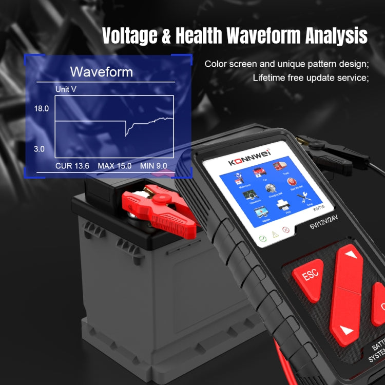 KONNWEI KW710 Car 3.2 inch 6V-24V Lead-acid Battery Tester Support 13 Languages - Code Readers & Scan Tools by KONNWEI | Online Shopping UK | buy2fix