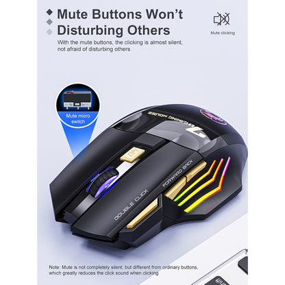 iMICE GW-X7 7-button Silent Rechargeable Wireless Gaming Mouse with Colorful RGB Lights(Black) - Wireless Mice by iMICE | Online Shopping UK | buy2fix