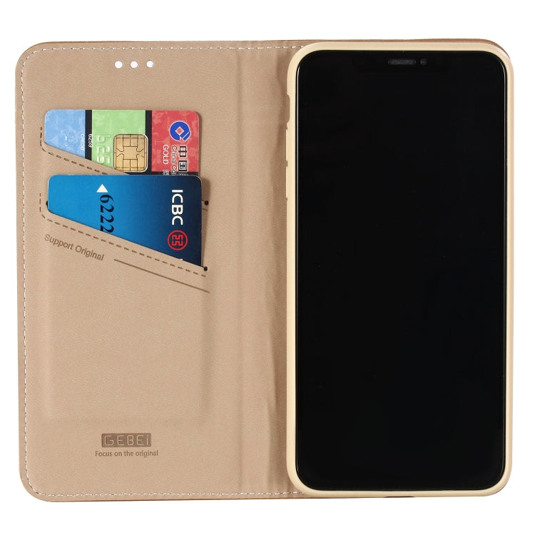 For iPhone XR GEBEI Top-grain Leather Horizontal Flip Protective Case with Holder & Card Slots(Khaki) - More iPhone Cases by GEBEI | Online Shopping UK | buy2fix