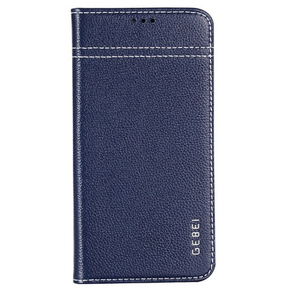 For iPhone XS Max GEBEI Top-grain Leather Horizontal Flip Protective Case with Holder & Card Slots(Blue) - More iPhone Cases by GEBEI | Online Shopping UK | buy2fix