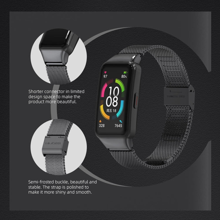 For Huawei Band 6 / Honor Band 6 MIJOBS Milan Stainless Steel Watch Band(Black) - Smart Wear by MIJOBS | Online Shopping UK | buy2fix