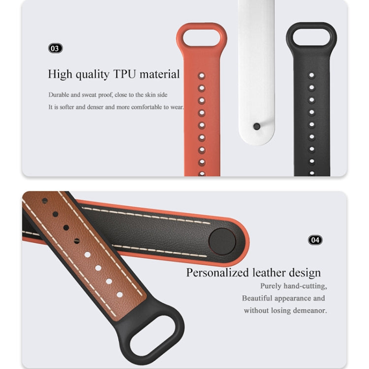 For Xiaomi Mi Band 5/6/7 MIJOBS TPU + Leather Watch Band(White+Black) - Watch Bands by MIJOBS | Online Shopping UK | buy2fix