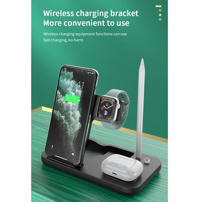 0W01 4 in 1 Multi-function Foldable Fast Charging Wireless Charger Stand for iPhone & Apple Pencil & iWatch & AirPods(White) - Apple Accessories by buy2fix | Online Shopping UK | buy2fix