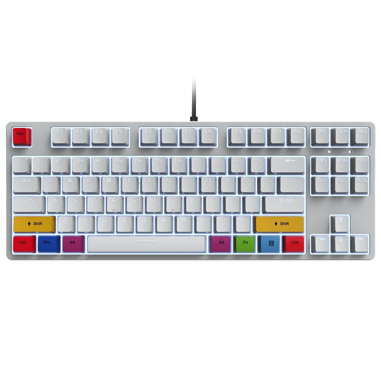 HXSJ L600 87 Keys USB-C / Type-C Wired Red Shaft Mechanical Keyboard with Cool Backlight(White) - Wired Keyboard by HXSJ | Online Shopping UK | buy2fix