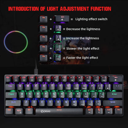 HXSJ V900 61 Keys Cool Lighting Effect Mechanical Wired Keyboard(Black) - Wired Keyboard by HXSJ | Online Shopping UK | buy2fix