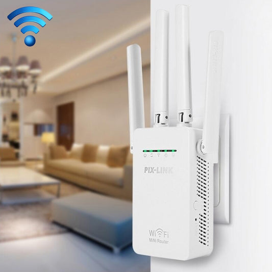 Wireless Smart WiFi Router Repeater with 4 WiFi Antennas, Plug Specification:UK Plug(White) - Wireless Routers by buy2fix | Online Shopping UK | buy2fix