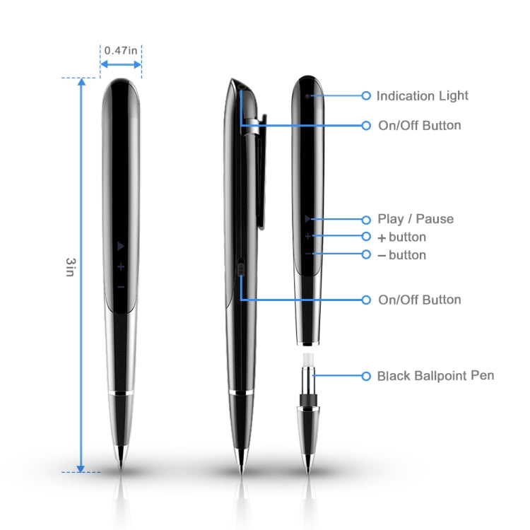 Q9 AI Intelligent High-definition Noise Reduction Conference Recording Pen Voice Control Recorder, Capacity:8GB(Black) - Security by buy2fix | Online Shopping UK | buy2fix