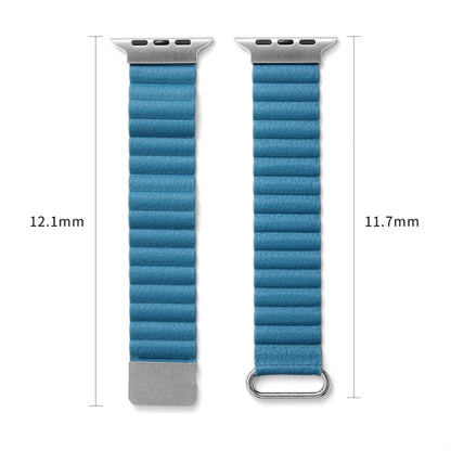 Magnetic Leather Strap Watch Band For Apple Watch Series 8&7 41mm / SE 2&6&SE&5&4 40mm / 3&2&1 38mm(Black Buckle Black) - Smart Wear by buy2fix | Online Shopping UK | buy2fix