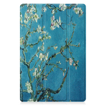 For Samsung Galaxy Tab A8 2021 Painted Leather Tablet Case with 3-Fold Holder(Apricot Blossom) - Samsung Accessories by buy2fix | Online Shopping UK | buy2fix