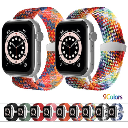 Nylon Braid Watch Band For Apple Watch Ultra 49mm&Watch Ultra 2 49mm / Series 9&8&7 45mm / SE 3&SE 2&6&SE&5&4 44mm / 3&2&1 42mm(Colorful Pink) - Watch Bands by buy2fix | Online Shopping UK | buy2fix