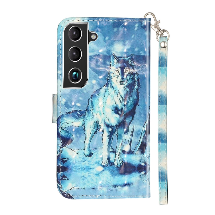 For Samsung Galaxy S22 5G 3D Pattern Horizontal Flip PU Leather Phone Case(Snow Wolf) - Galaxy S22 5G Cases by buy2fix | Online Shopping UK | buy2fix