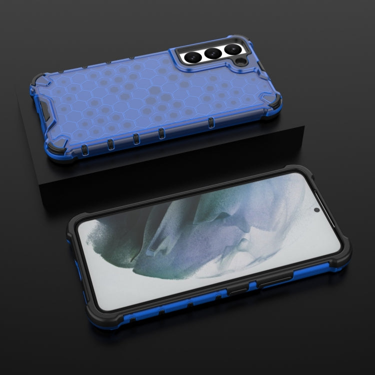 For Samsung Galaxy S22 5G Honeycomb PC + TPU Phone Case(Blue) - Galaxy S22 5G Cases by buy2fix | Online Shopping UK | buy2fix