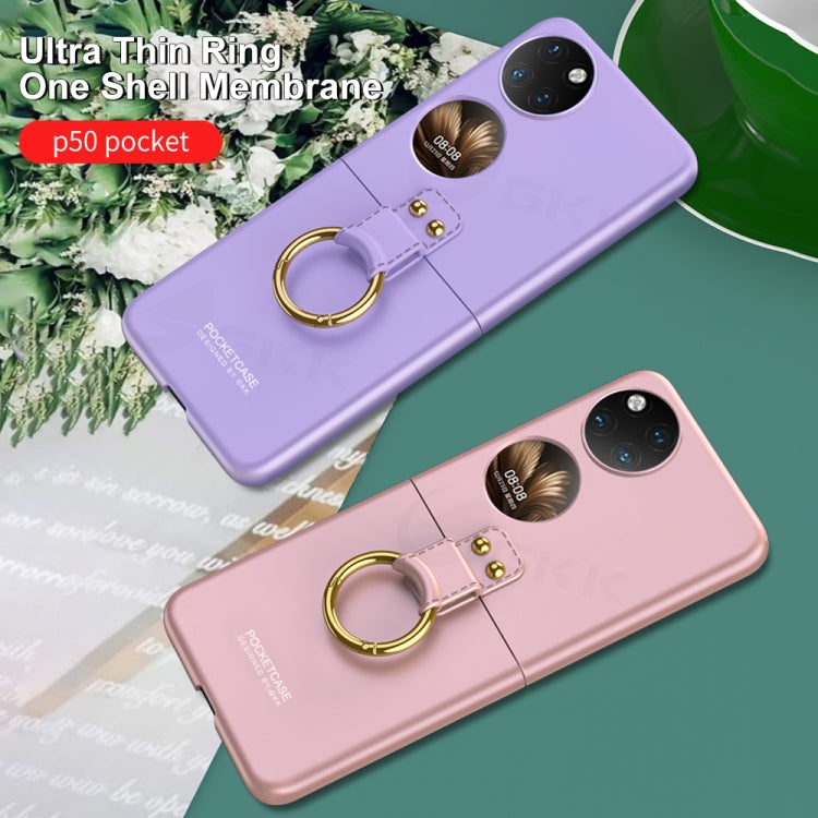 For Huawei P50 Pocket GKK Ultra-thin Full Coverage Phone Case with Ring(Purple) - Huawei Cases by GKK | Online Shopping UK | buy2fix