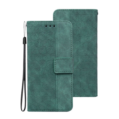 For Samsung Galaxy A13 4G Geometric Embossed Leather Phone Case(Green) - Samsung Accessories by buy2fix | Online Shopping UK | buy2fix