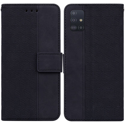 For Samsung Galaxy A71 Geometric Embossed Leather Phone Case(Black) - Samsung Accessories by buy2fix | Online Shopping UK | buy2fix