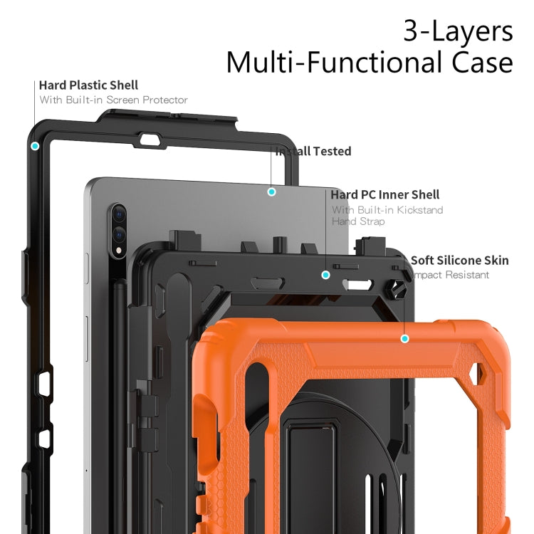 For Samsung Galaxy Tab S8 11 inch SM-X700 Silicone + PC Tablet Case(Orange+Black) - Galaxy Tab S8 Cases by buy2fix | Online Shopping UK | buy2fix